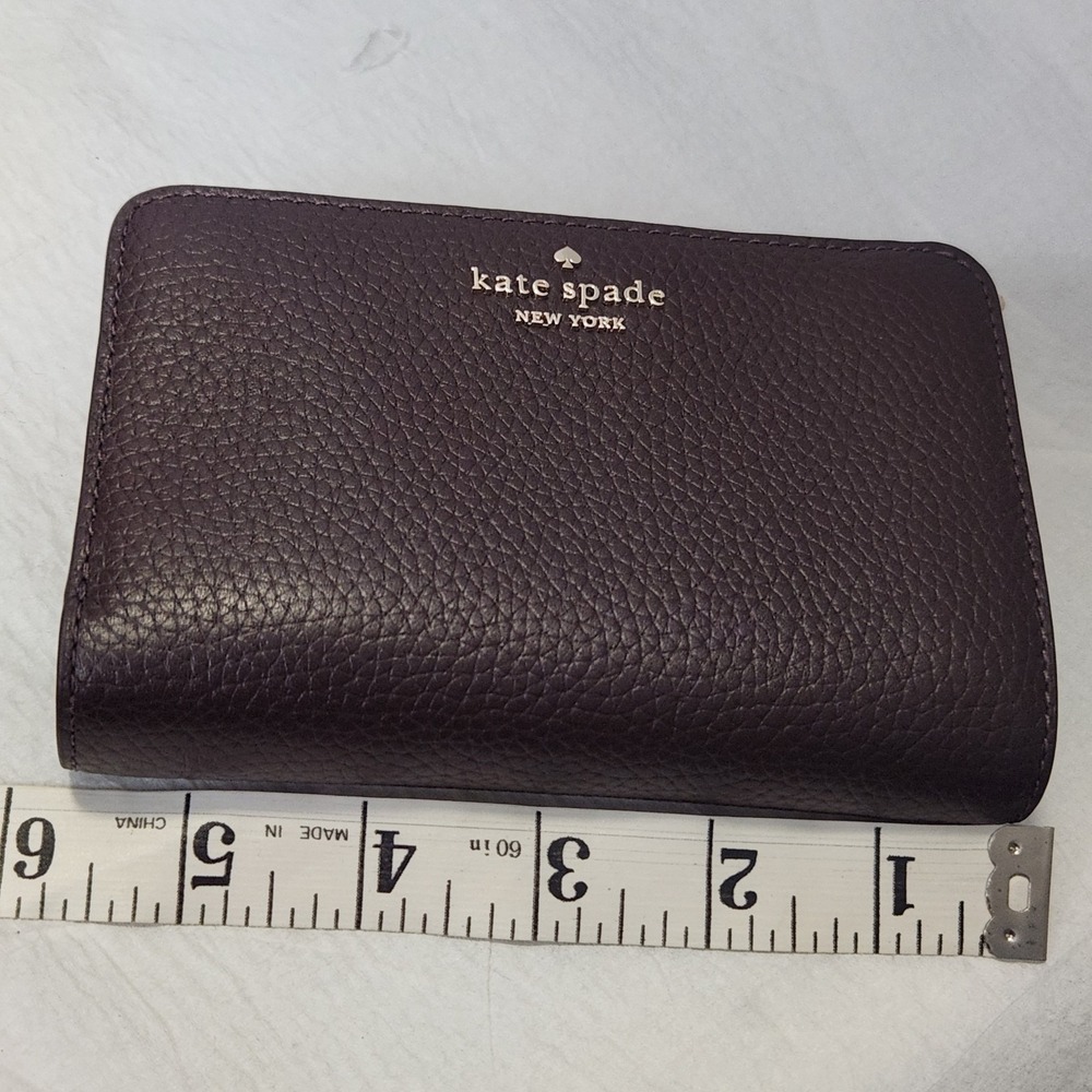 New $199 Kate Spade Lena Medium Compact Bifold Wallet Leather Hot Fudge Brown - Picture 10 of 12